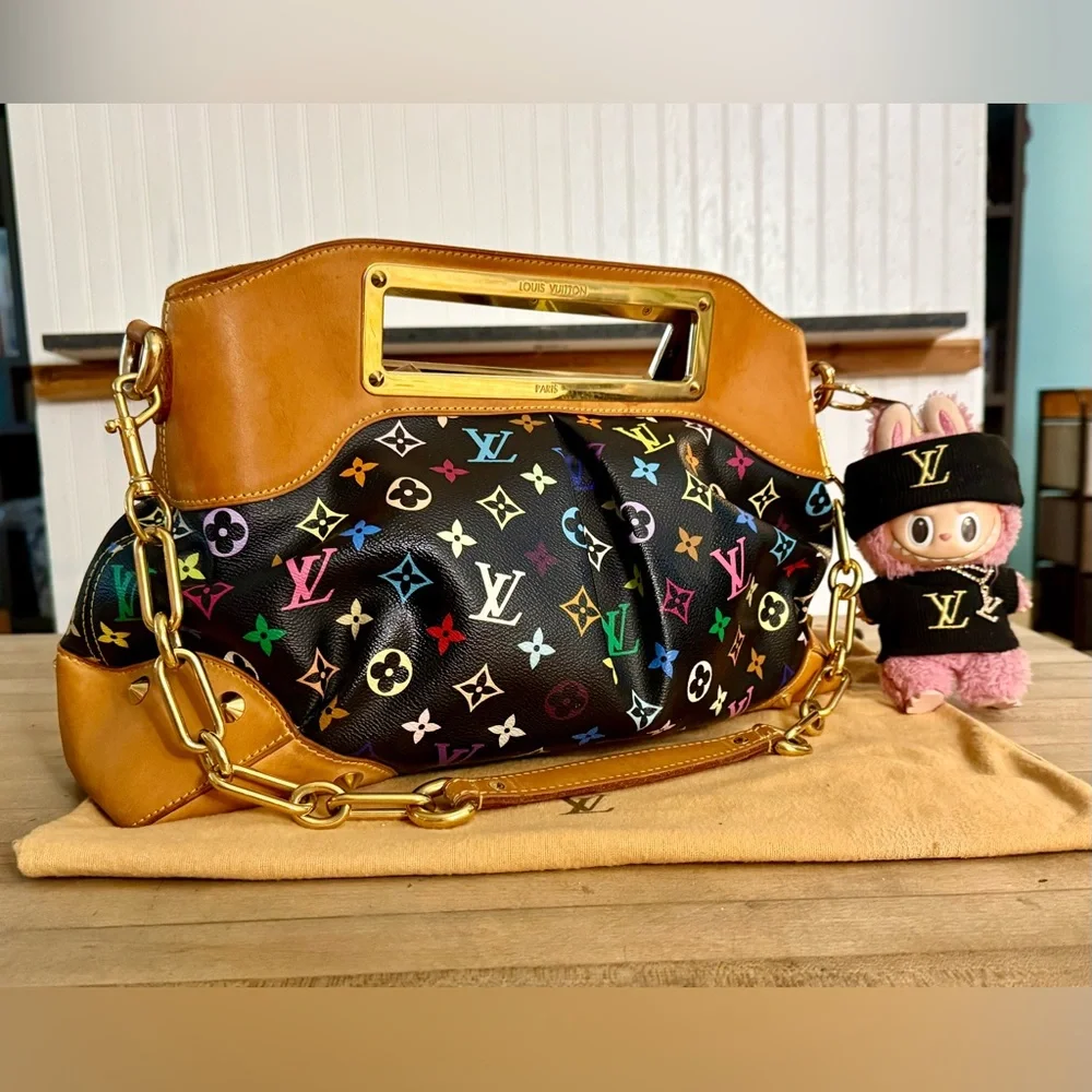 Louis Vuitton LV Black Murakami Judy Multicolored GM Satchel Bag - Picture 3 of 16